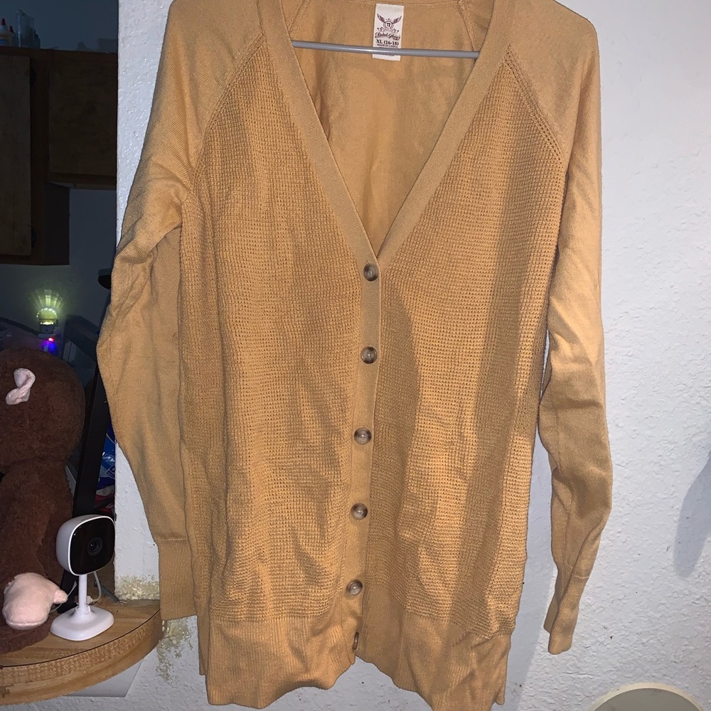 Faded Glory Tan Button-Up Cardigan